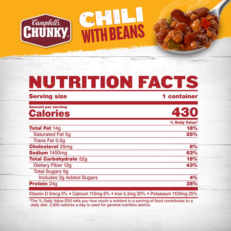 Campbell's Chunky Chili with Beans, 15.25oz. 8 CT