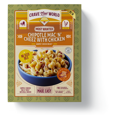 Crave New World Chipotle Macaroni & Cheese with Chicken Frozen Meal, 9oz.