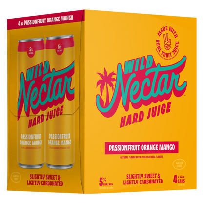 Wild Nectar Hard Juice Passion Fruit Orange Mango 4pk 12oz Can 5% ABV