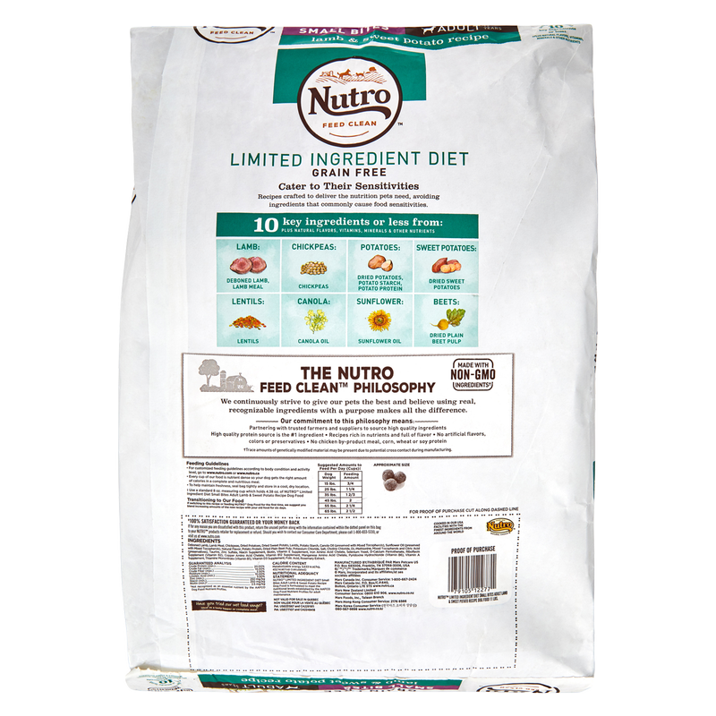 Nutro Limited Ingredient Grain Free Small Bites Lamb & Sweet Potato Recipe Dry Dog Food 11lb