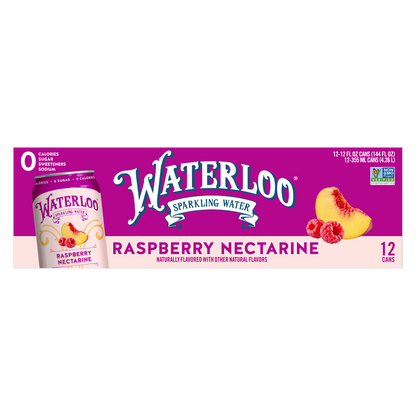 Waterloo Sparkling Raspberry Nectarine Water 12pk 12oz Can
