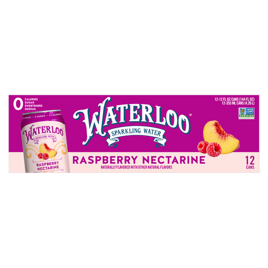 Waterloo Sparkling Raspberry Nectarine Water 12pk 12oz Can