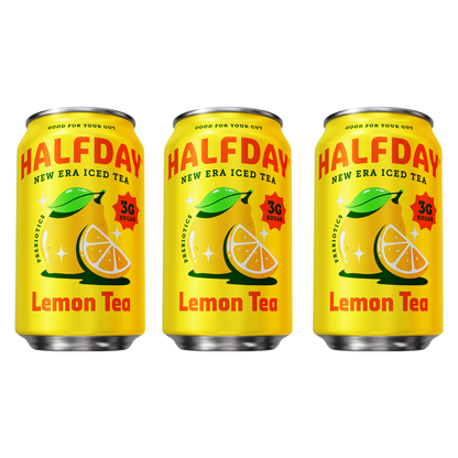 Halfday Lemon Prebiotic Iced Tea 3pk 12oz Can