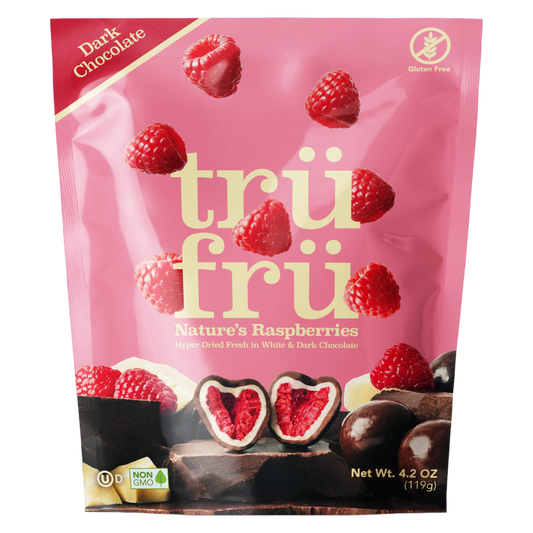 Tru Fru Raspberries Hyper-Dried Fresh in White & Dark Chocolate, 3.4oz