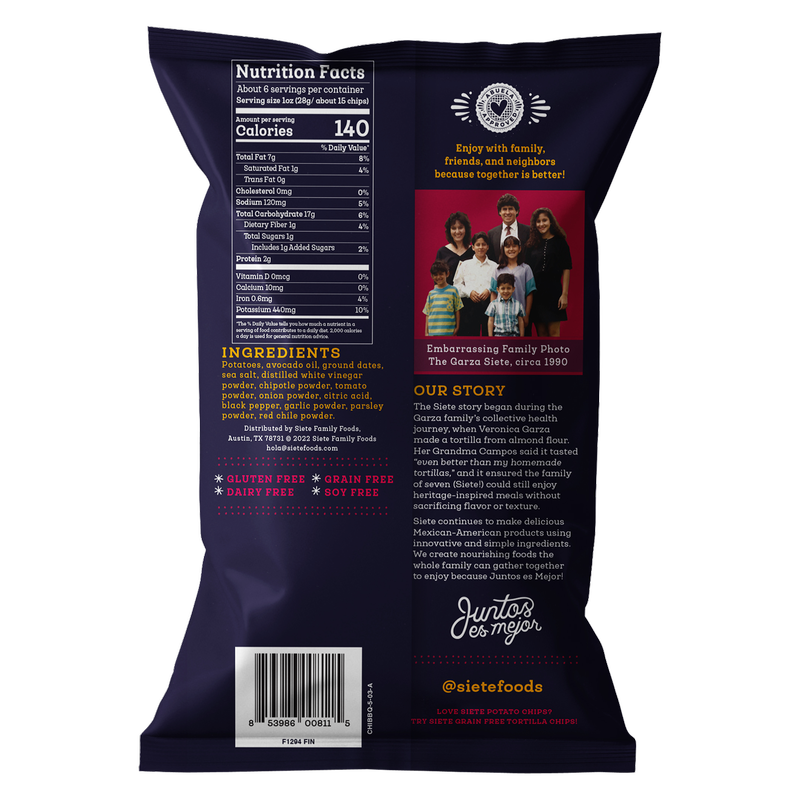Siete Chipotle BBQ Potato Chips 5.5oz