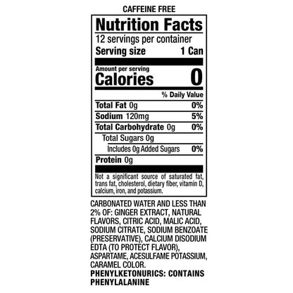 Canada Dry Ginger Ale Zero Sugar 12pk 12oz Can