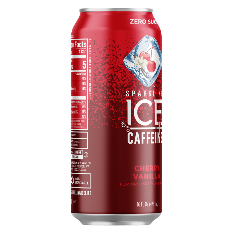 Sparkling Ice Cherry Vanilla Sparkling Water + Caffeine 16oz Can
