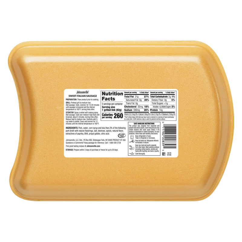 Johnsonville Frozen Sweet Italian Sausage - 19oz