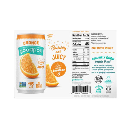 GoodPop Orange Juice & Bubbly Water Water 6pk 7.5oz Mini Can