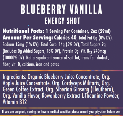 Balaveda Wicked Organic Blueberry Adaptogen Energy Shot 2oz Btl