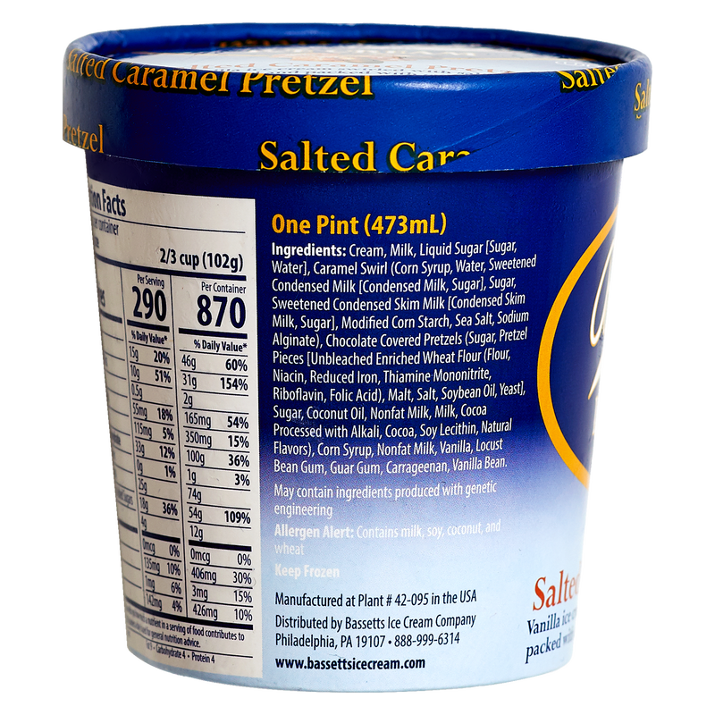 Bassetts Salted Caramel Pretzel Ice Cream, 16 oz