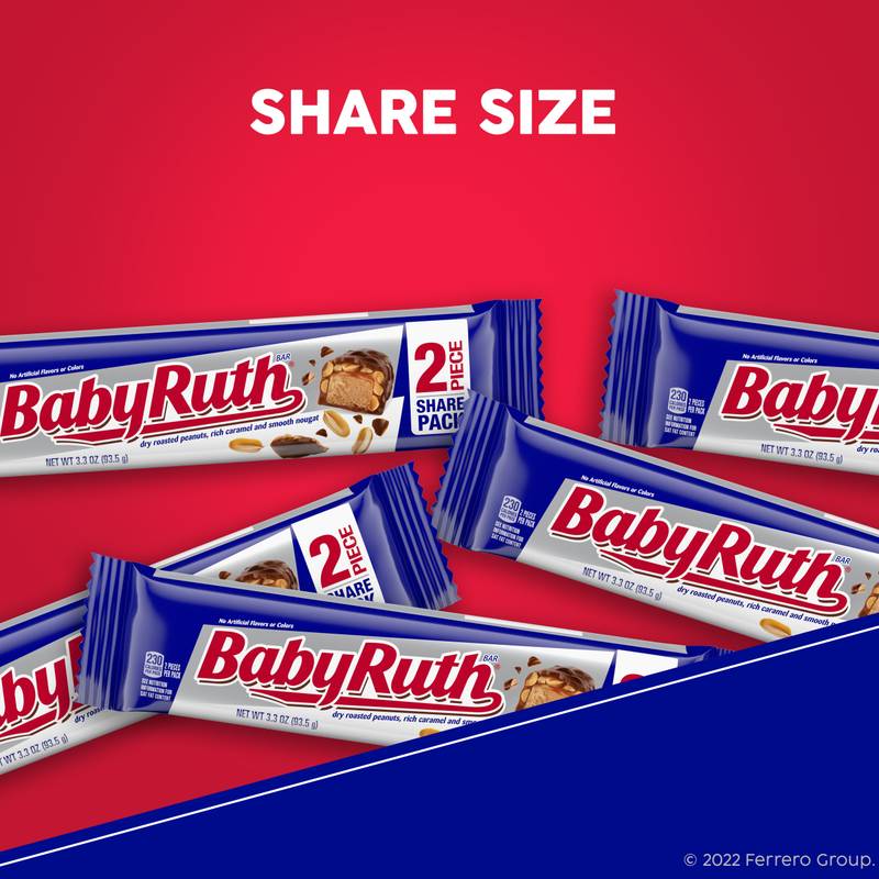Baby Ruth Chocolatey, Peanut, Caramel, Nougat, Share Size Candy Bars, Share Pack, 3.3 oz