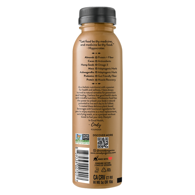 Remedy Organics Cacao Essentials Protein Shake 12oz Btl