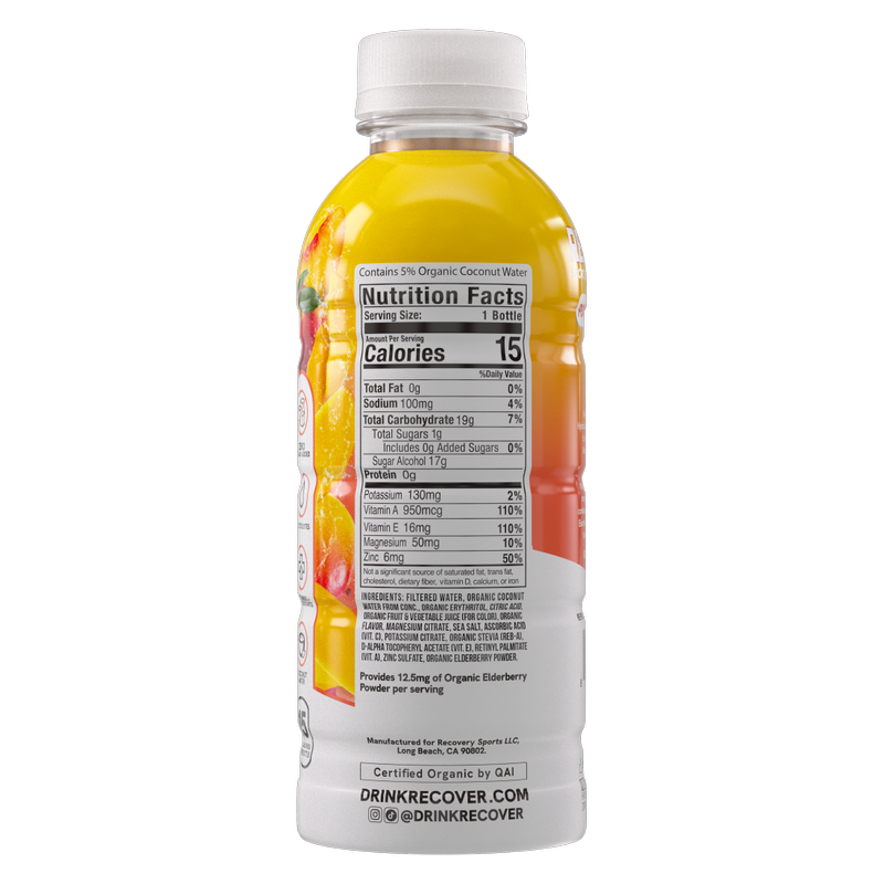 Recover 180 Organic Peach Mango Sports Drink 16.9oz Btl