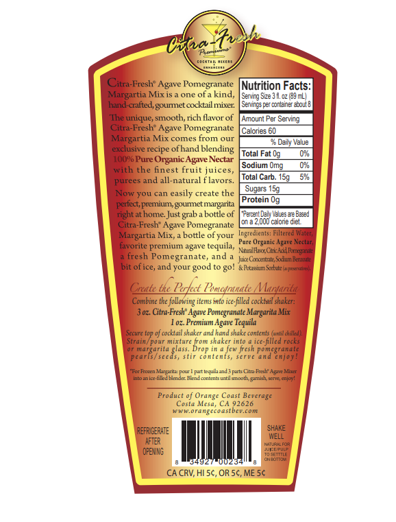 Citra Agave Pomegranate Margarita Mix 750ml Btl