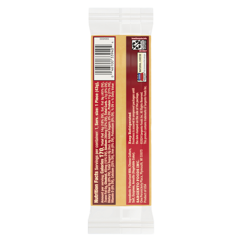 Sargento Natural Sharp Cheddar Cheese Bars - 1ct/1.5oz