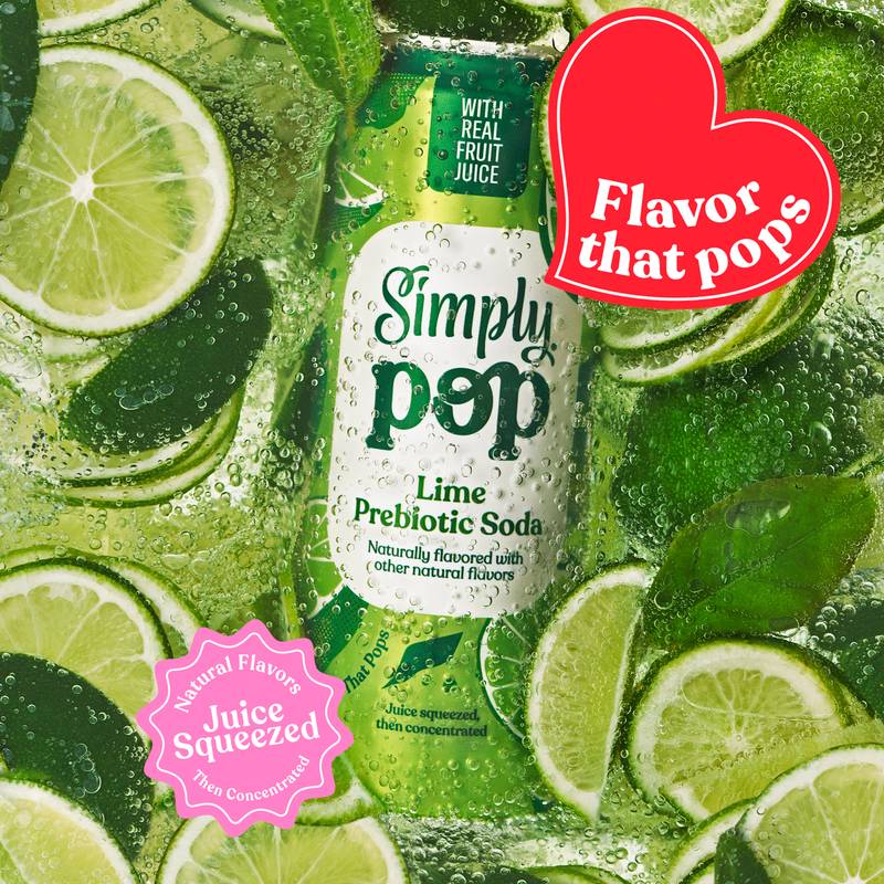 Simply Pop Lime Prebiotic Soda 12oz Can