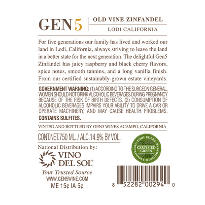 Gen 5 Old Vine Zinfandel 750ml