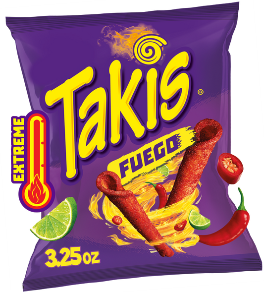 Takis Fuego Spicy Rolled Tortilla Chips Snack Size Bag 3.25 oz
