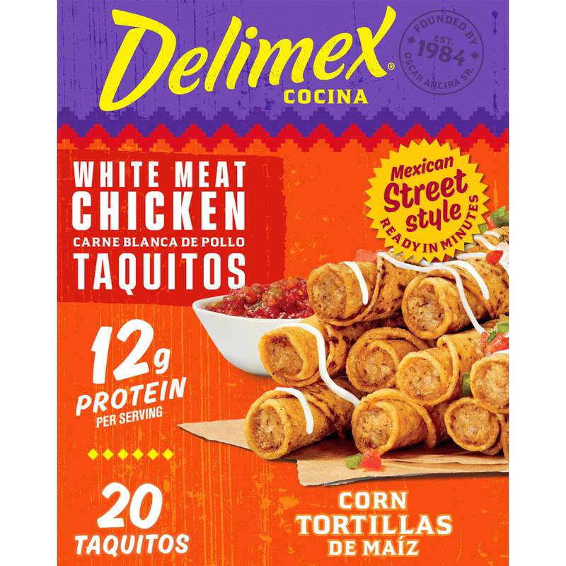 Delimex White Meat Chicken Taquitos Frozen Snacks, 20ct