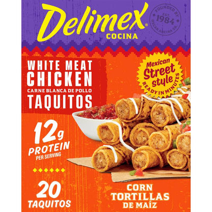 Delimex White Meat Chicken Taquitos Frozen Snacks, 20ct