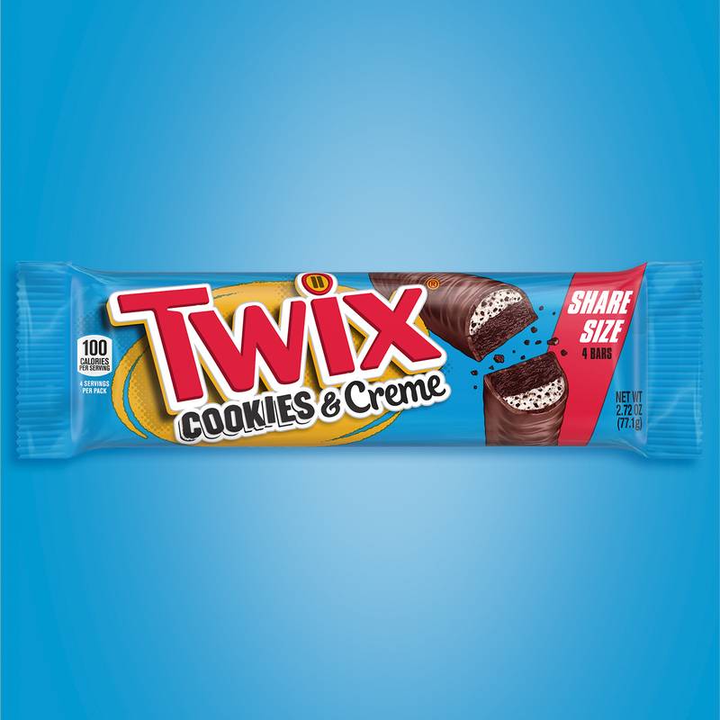 TWIX Cookies & Creme Chocolate Candy Bar, Share Size, 2.87 oz