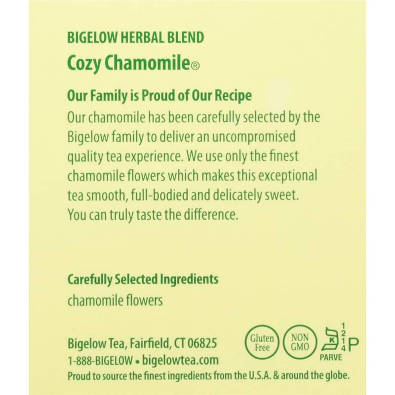 Bigelow Tea Cozy Chamomile Caffeine Free Herbal Tea Bags 18ct Box