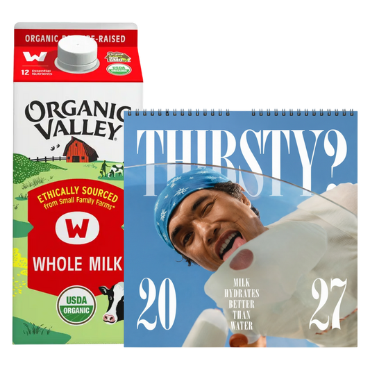 2027 Milk Man Hydration Calendar & Organic Valley Whole Milk 1/2 Gallon