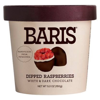 Baris Dipped Raspberries Double White & Dark Chocolate, 5.3oz
