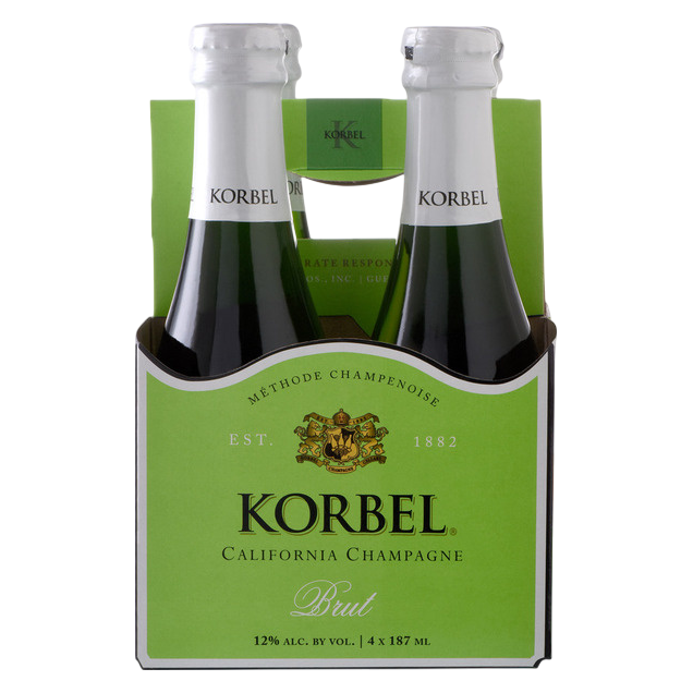 Korbel Brut California Champagne Sparkling Wine 4pk 187ml Btl