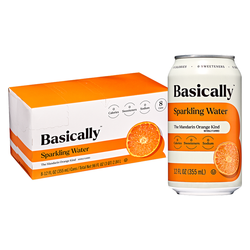 Basically Mandarin Orange Sparkling Water 8pk 12oz Cans