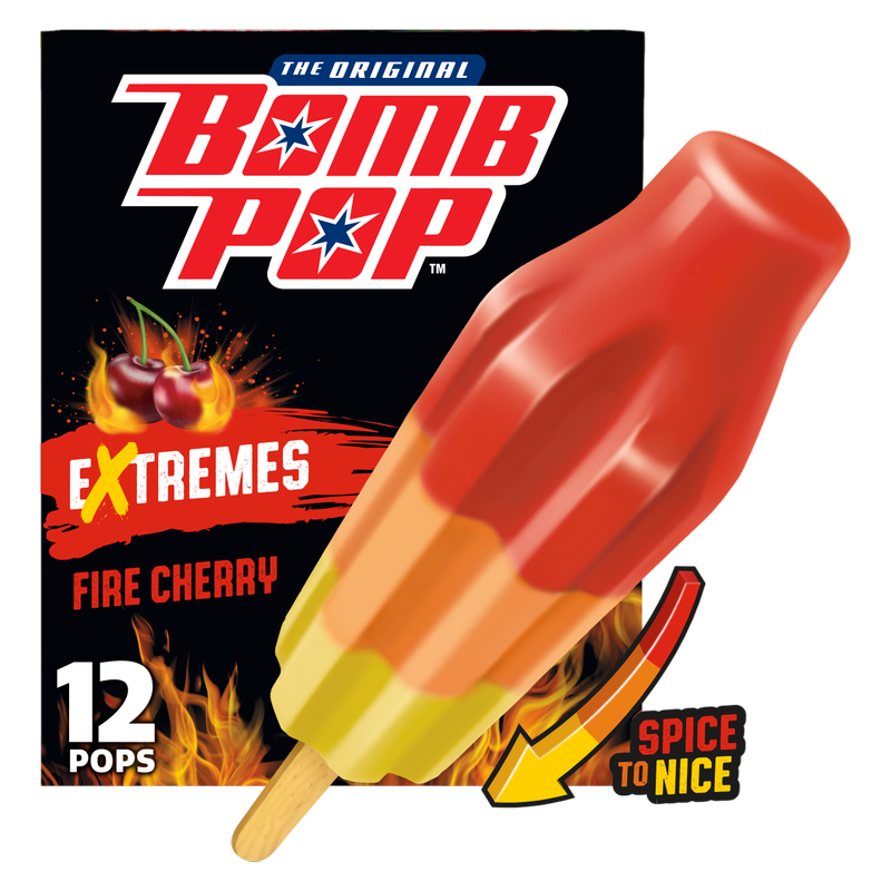 Bomb Pop Extremes Fire Cherry Ice Pops 12ct