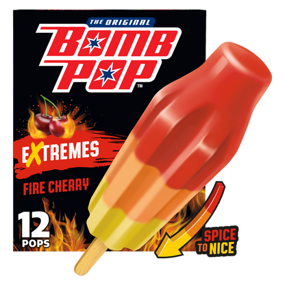 Bomb Pop Extremes Fire Cherry Ice Pops 12ct