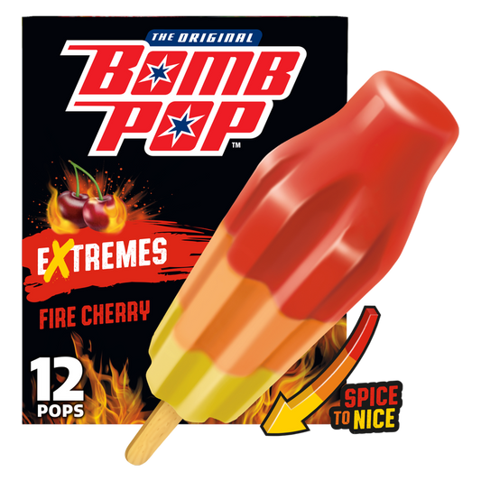 Bomb Pop Extremes Fire Cherry Ice Pops 12ct