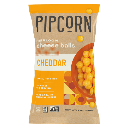 Pipcorn Heirloom Cheddar Cheese Balls 1oz