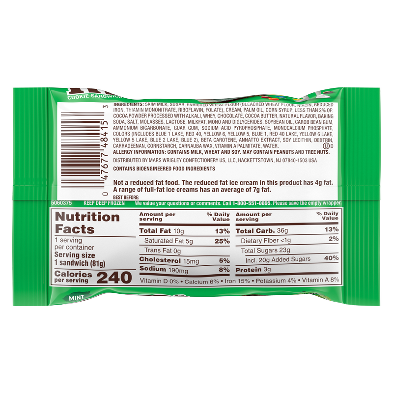 M&M's Mint Ice Cream Cookie Sandwich 1ct