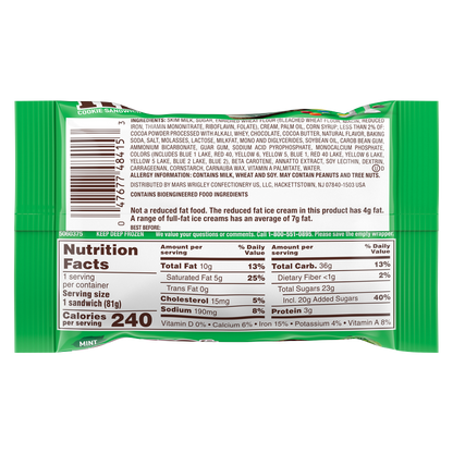 M&M's Mint Ice Cream Cookie Sandwich 1ct