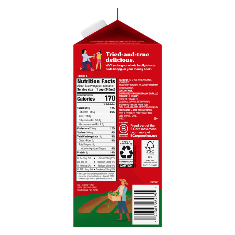 Horizon Organic Whole Vitamin D Milk - 1/2 Gallon