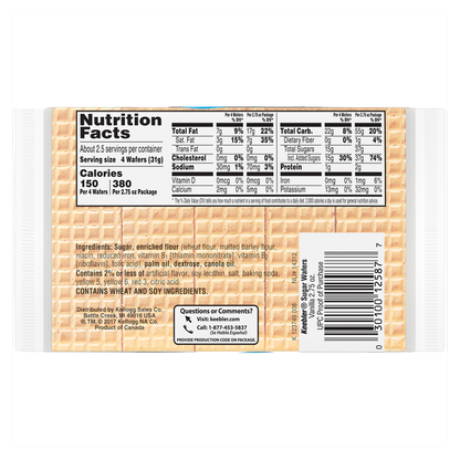 Keebler Vanilla Sugar Wafers, On-The-Go Snack, 2,75 oz, Single Serve