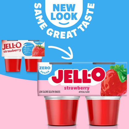 Jell-O Sugar Free Strawberry Jello Cups, 4ct