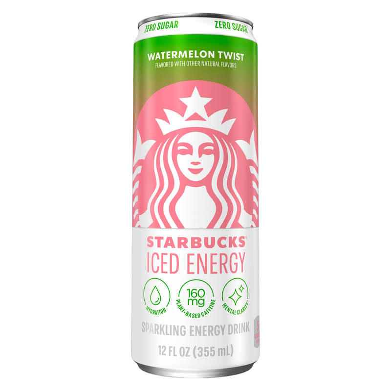 Starbucks Iced Energy Zero Sugar Sparkling Energy Drink Watermelon Twist 12oz Can