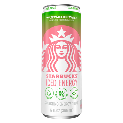 Starbucks Iced Energy Zero Sugar Sparkling Energy Drink Watermelon Twist 12oz Can