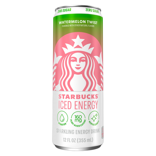 Starbucks Iced Energy Zero Sugar Sparkling Energy Drink Watermelon Twist 12oz Can
