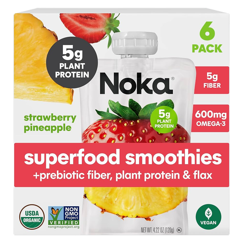 Noka Organic Strawberry Pineapple Superfood Smoothie 6pk 4.22oz Box