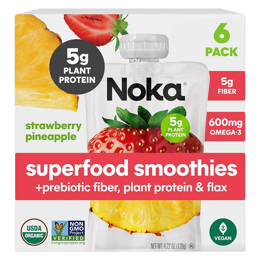 Noka Organic Strawberry Pineapple Superfood Smoothie 6pk 4.22oz Box