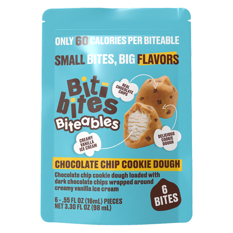 Biti Bites Biteables Chocolate Chip Cookie Dough Frozen Bites, 6ct