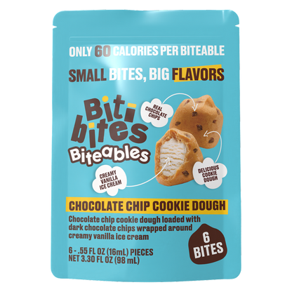 Biti Bites Biteables Chocolate Chip Cookie Dough Frozen Bites, 6ct