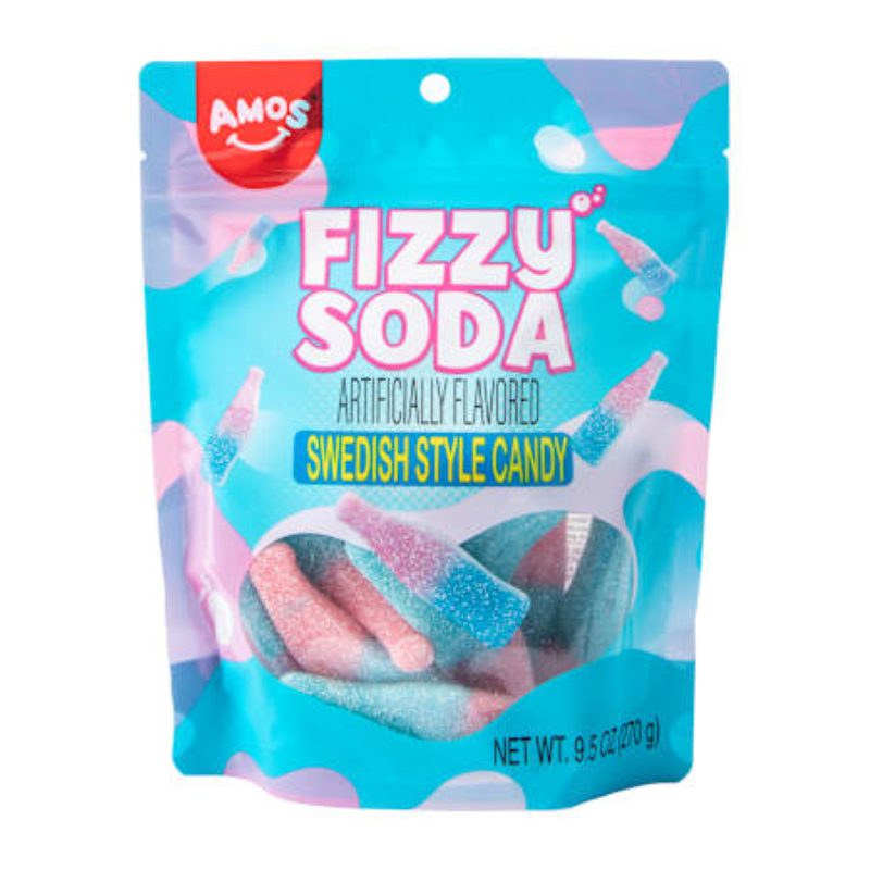 Amos Fizzy Soda Swedish Gummy Candy, 9.5 oz