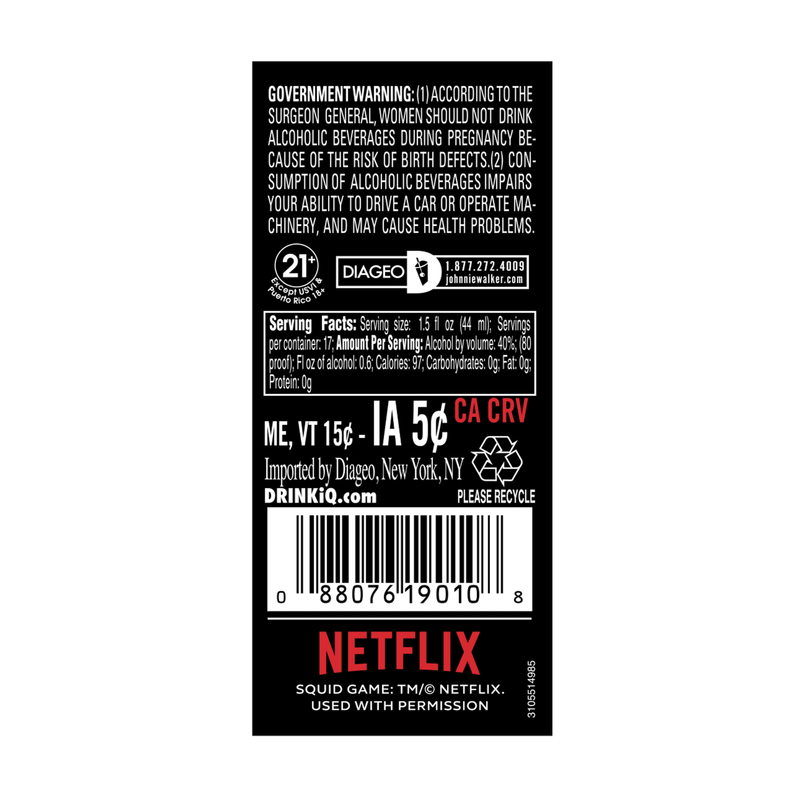 Johnnie Walker Black Squid Games Edition 750ml Bottle