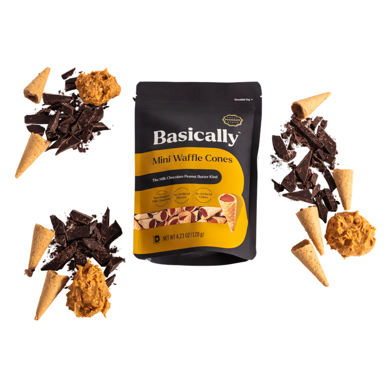 Basically Peanut Butter & Milk Chocolate Mini Waffle Cones